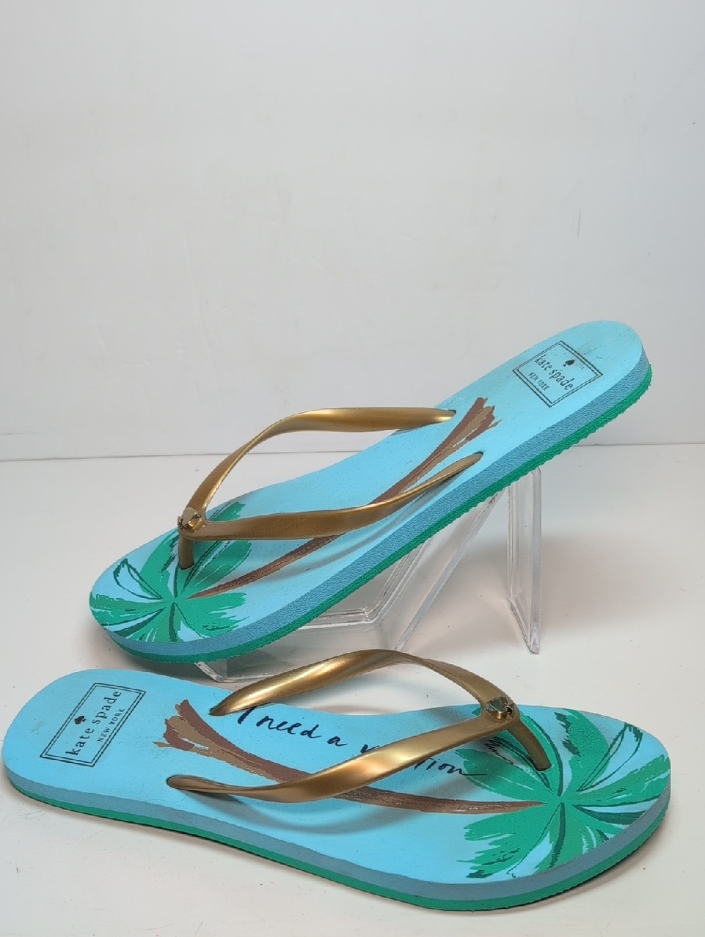 Kate Spade New York Nassau palm tree flip flop women's size 7 - Picture 4 of 12
